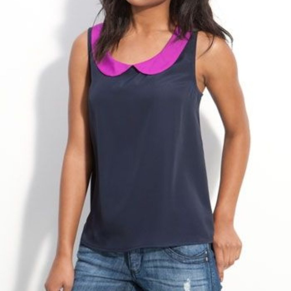 Mimi chica navy blue chiffon tank